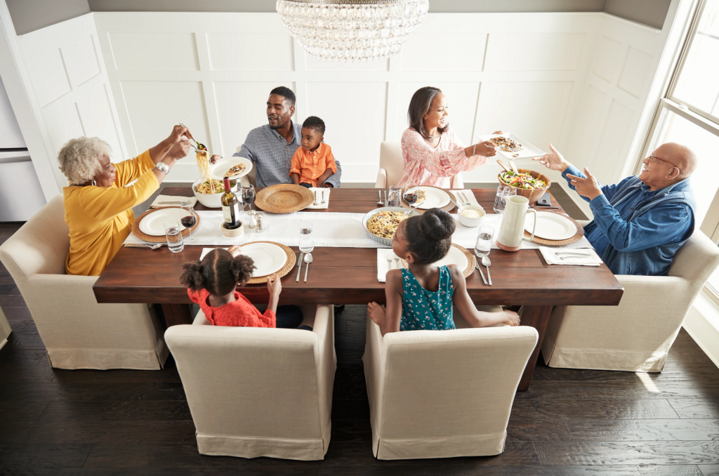 Family having breakfast at the dining table | Dalton Flooring Outlet